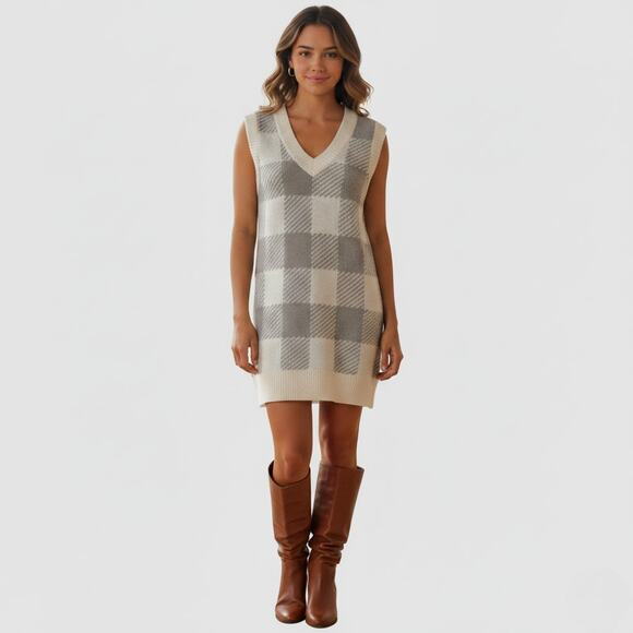 Abercrombie & Fitch Plaid Sweater Vest Dress Size XS - Picture 2 of 7